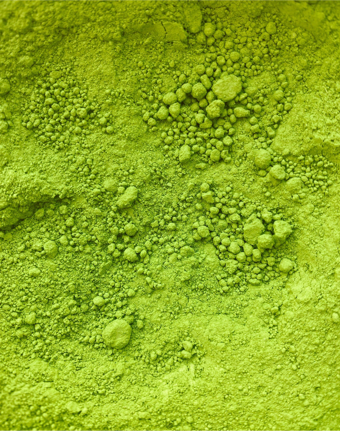 A macro shot of ceremonial matcha powder
