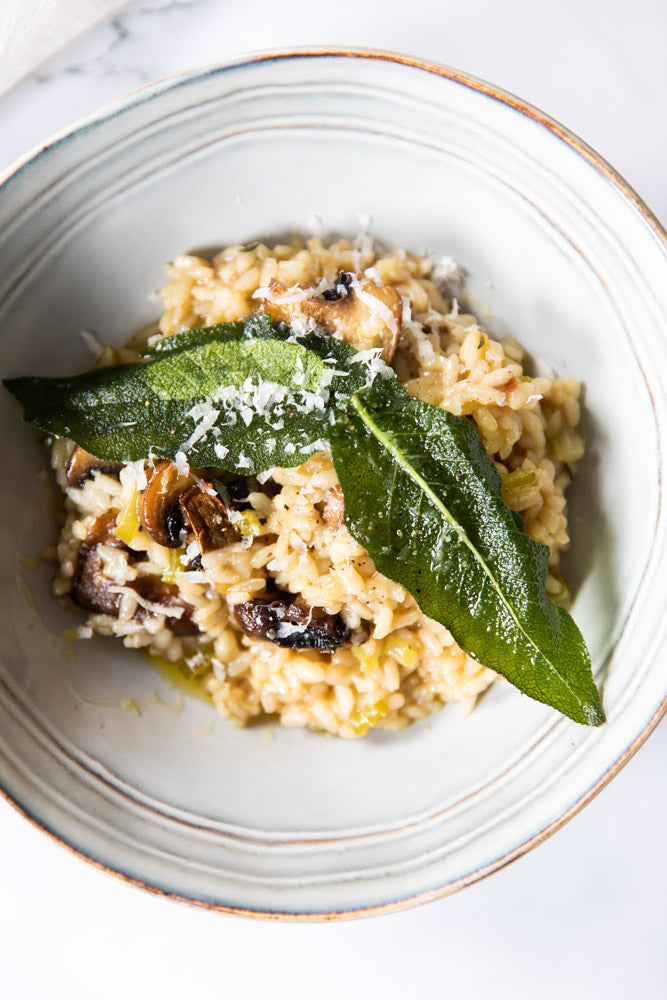 Mushroom Risotto with Crispy Sage