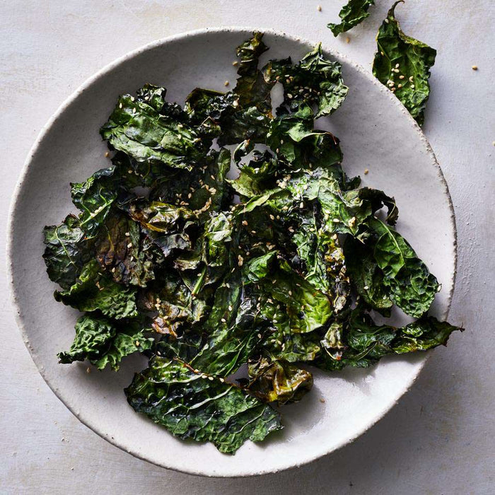 Air Fried Kale Crips with Olive Oil and Dulse