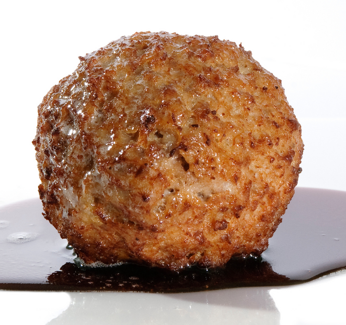 Close up shot of a meatball