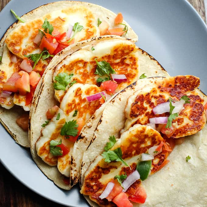 Baked Halloumi Tacos with Ras El Hanout Seasoning