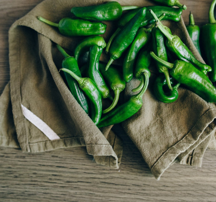Green Jalapeno on a piece of cloth
