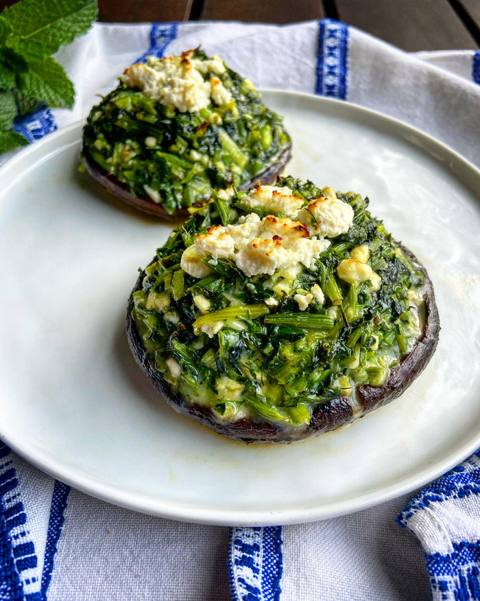 Portobello Mushrooms Stuffed with Spinach and Feta
